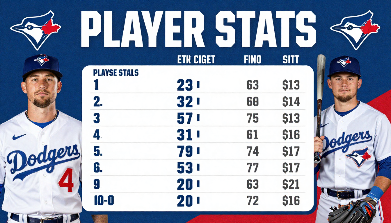 Dodgers vs Toronto Blue Jays Match Player Stats