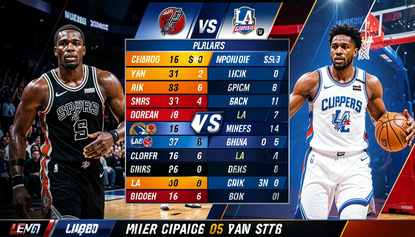 San Antonio Spurs vs LA Clippers Match Player Stats