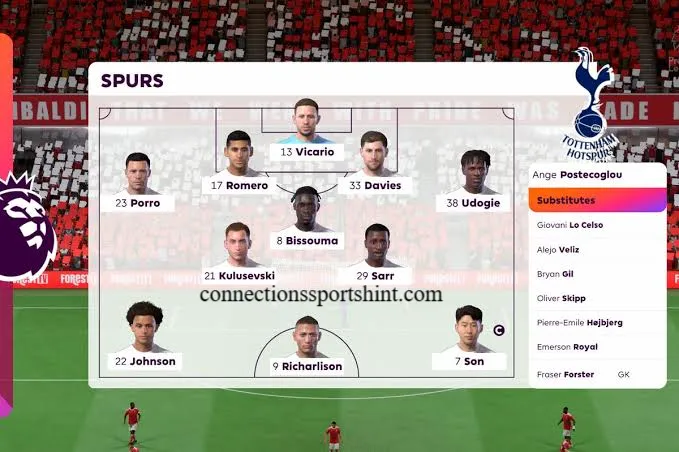 Nottingham Forest vs Tottenham Lineups